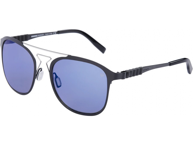 Momodesign 521 02 FULL RIM STAINLESS STEEL BLACK TRIFLECTION GUN BLUE LENSES