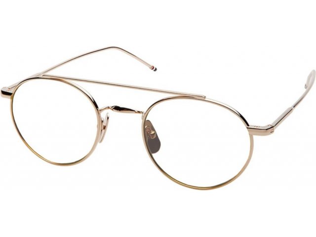 THOM BROWNE TB-101-B-GLD-49,  SHINY 12K GOLD, CLEAR