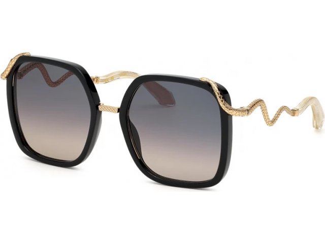 ROBERTO CAVALLI SRC003M 700,  shiny black, smoke gradient smoke