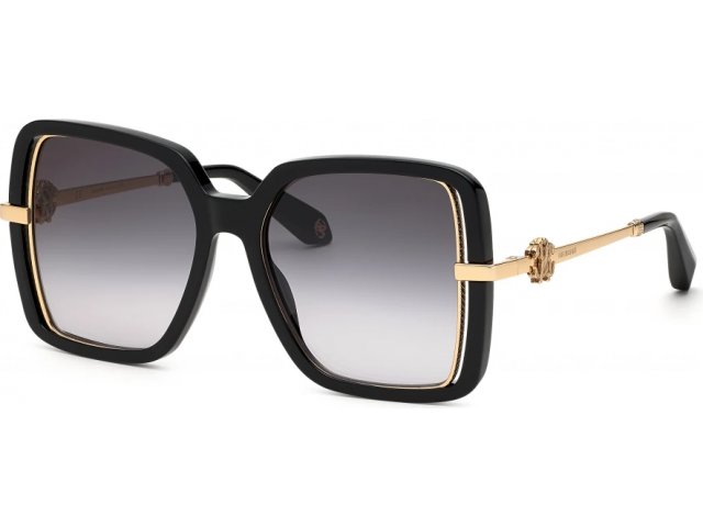ROBERTO CAVALLI SRC007 700,  shiny black, smoke gradient