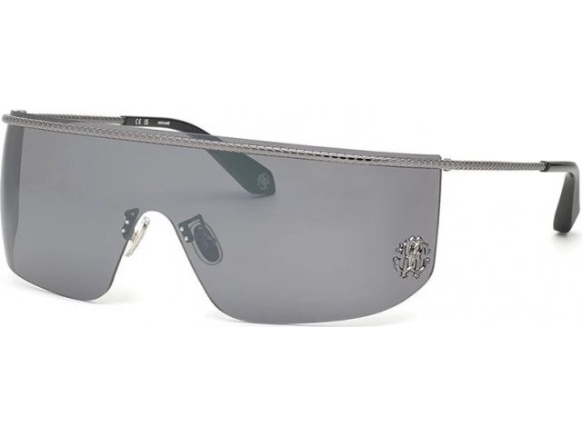 ROBERTO CAVALLI SRC012M 30X,  total shiny black, smoke/mirror silver