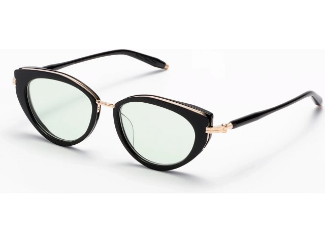 AKONI ATHENA BLK-GLD,  BLACK - WHITE GOLD W/ LIGHT OLIVE LENSES, CLEAR