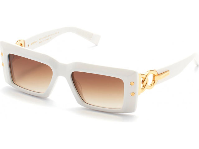 BALMAIN IMPERIAL WHT - GLD,  MATTE WHITE - YELLOW GOLD, DARK BROWN TO CLEAR LENSES
