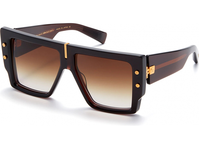 BALMAIN B-GRAND BRN - GLD,  CRYSTAL CHOCOLATE BROWN - YELLOW GOLD, DARK BROWN TO CLEAR