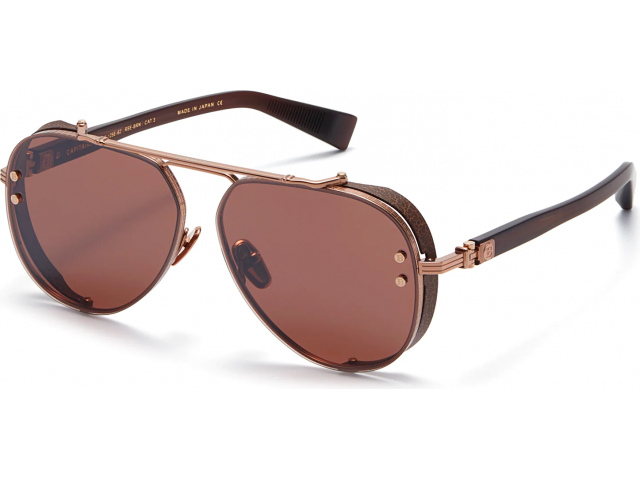 BALMAIN CAPITAINE RSE - BRN,  ROSE GOLD - MATTE CRYSTAL BROWN, DARK CHOCOLATE BROWN BLACK MIRROR FLASH LENSES