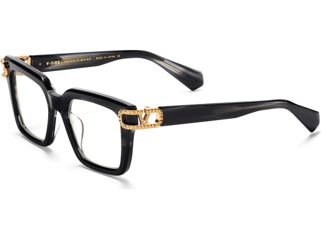VALENTINO V-SIDE BLK - GLD,  BLACK SWIRL - V LIGHT GOLD, CLEAR