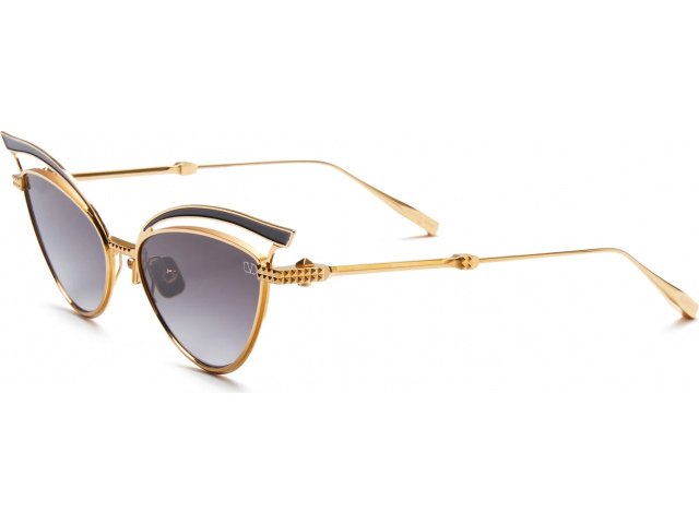 VALENTINO V -
GLASSLINER GLD - BLK,  YELLOW GOLD - BLACK ENAMEL, DARK GREY TO LIGHT GREY