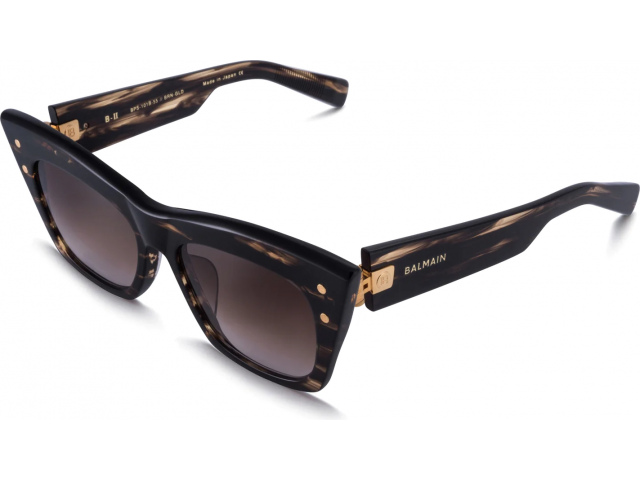 BALMAIN B - II BRN - GLD,  DARK BROWN SWIRL, DARK BROWN TO CLEAR