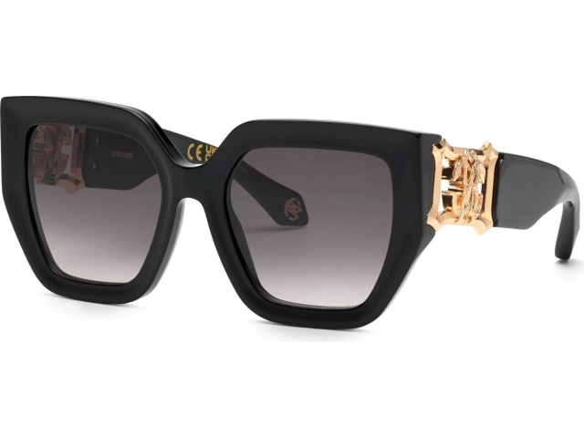 ROBERTO CAVALLI SRC089 700,  SHINY BLACK, SMOKE GRADIENT