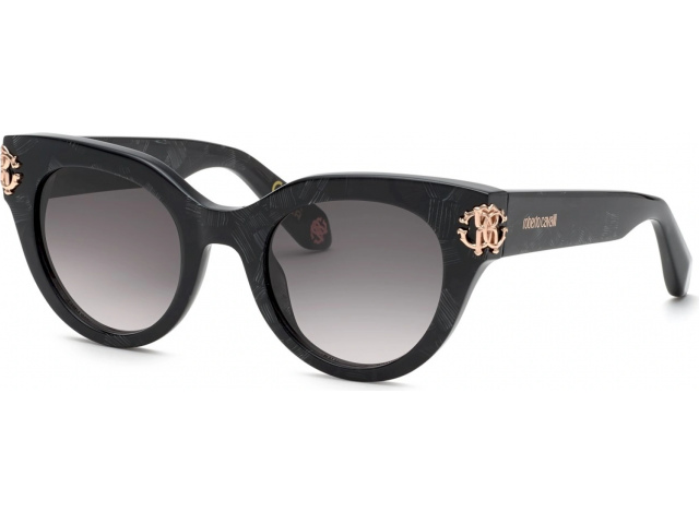 ROBERTO CAVALLI SRC065M 981,  BLACK W/WHITE TEMPLE, SMOKE GRADIENT SMOKE