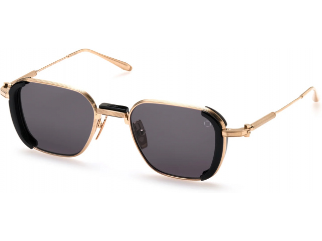 AKONI ECLIPSE GLD - BLK,  BLACK - BRUSHED 12K GOLD, DARK GREY LENSES