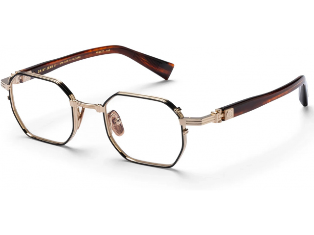 BALMAIN SAINT JEAN - II GLD - BRN,  12k Gold/Black Enamel - Brown Swirl, CLEAR
