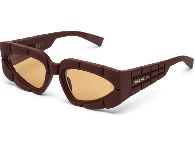 BALMAIN B - SPIRIT BRN - GLD,  Rubberized Chocolate Brown - 18k Gold, Orange Lenses