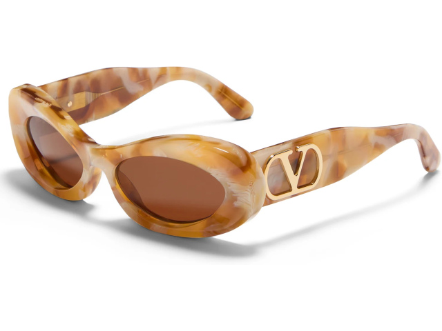 VALENTINO VLS-178 MRB - GLD,  Ivory Marble - V-Light Gold, Brown Lenses